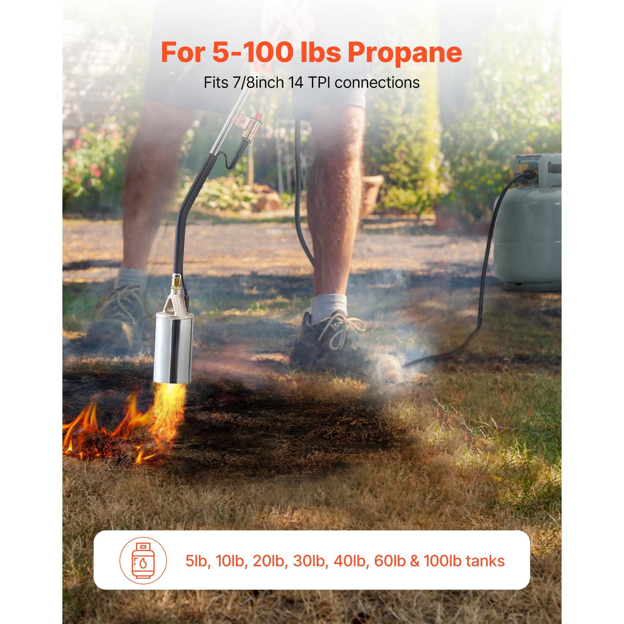 Propane Torch Weed Burner 1,800,000 BTU with 10ft Hose Igniter Adjustable Flame CCSAus Certified for Garden Driveway Farm