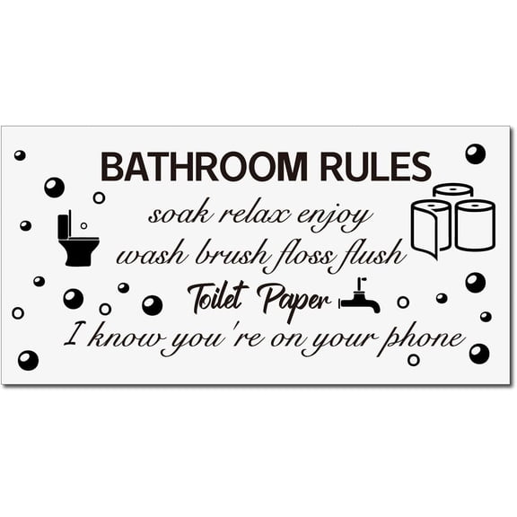 Bathroom Rules Wall Sticker Soak Relax Enjoy Bathroom Wall Decals Vinyl Removable Bubbles Quotes Wall Art Decor Self-Adhesive Peel and Stick Mural Decoration for Home Bathroom Washroom Black