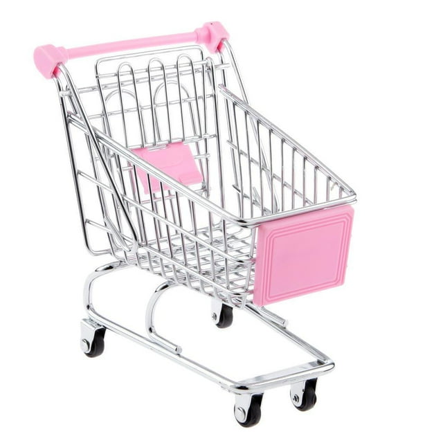 Hand Push Shopping Cart Supermarket Trolley Pink 14.5