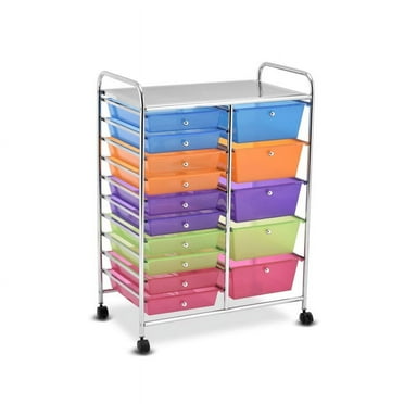 Spaco 15 Drawers Rolling Storage Cart Organizer, Craft Organizers and Storage, Multipurpose Organizer Cart for Home, Office, School