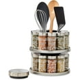 thumbnail image 3 of 20 Jar Revolving Spice Rack with Integrated Tool Caddy, Brushed Stainless Steel with Stainless Steel Caps, 3 of 7