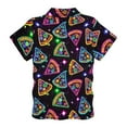 thumbnail image 3 of Byoo Little Boys Neon Pizza Print Short-Sleeve Shirt Vibrant Glow-Inspired Button Down Lapel Collar Tee Kids Comfortable Daily Top, 3 of 3