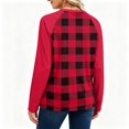thumbnail image 5 of Womens Thermal Tops Plaid Raglan Sleeve Crewneck Casual Loose Long Sleeve Fall Tee Blouse, 5 of 5