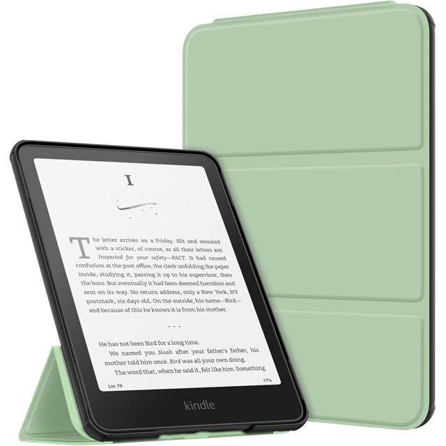 czcpp-Fintie Étui Trifold pour Kindle Paperwhite 7 Pouces 2024 et Kindle Colorsoft Signature Edition - Support Pliable Ultra Léger Réveil/sommeil Automatique pour Kindle Paperwhite 12e Gén., Agave Vert