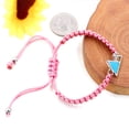 thumbnail image 2 of Uloveido Handmade Religious Braided Hot Pink Rope Bracelets with Blue Triangle Mountain Mustard Seed Charm Unisex Mountain Bracelet Y2940, 2 of 8
