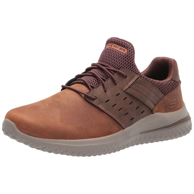 Zapatilla Skechers USA Delson 3.0-Ezra de piel para hombre, color marrón