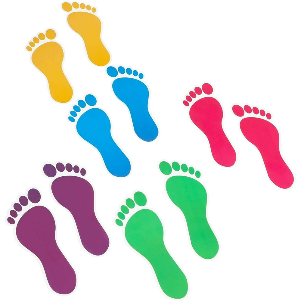 32 Pairs Colorful Footprint Stickers for Classroom Floor Decor, Kids