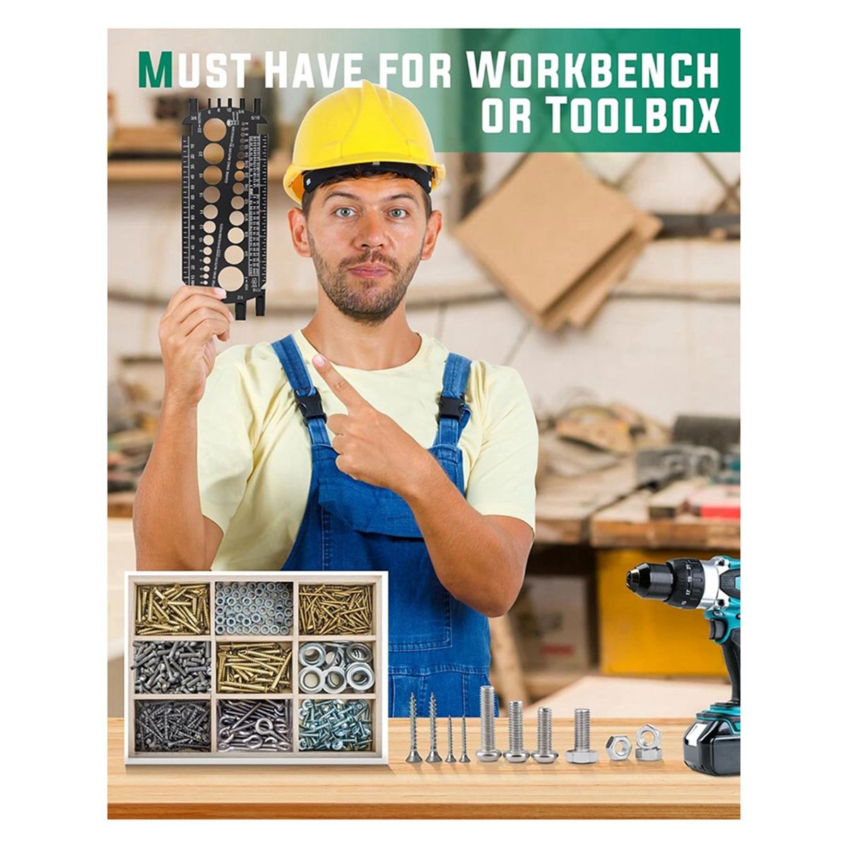 Taille De Boulon Et Jauge De Filetage Vis De Boulon Identification Rapide Avec Design Intégré Pour Atelier Garage Construction Compacte Et Légère Durable Pour Mesure Facile