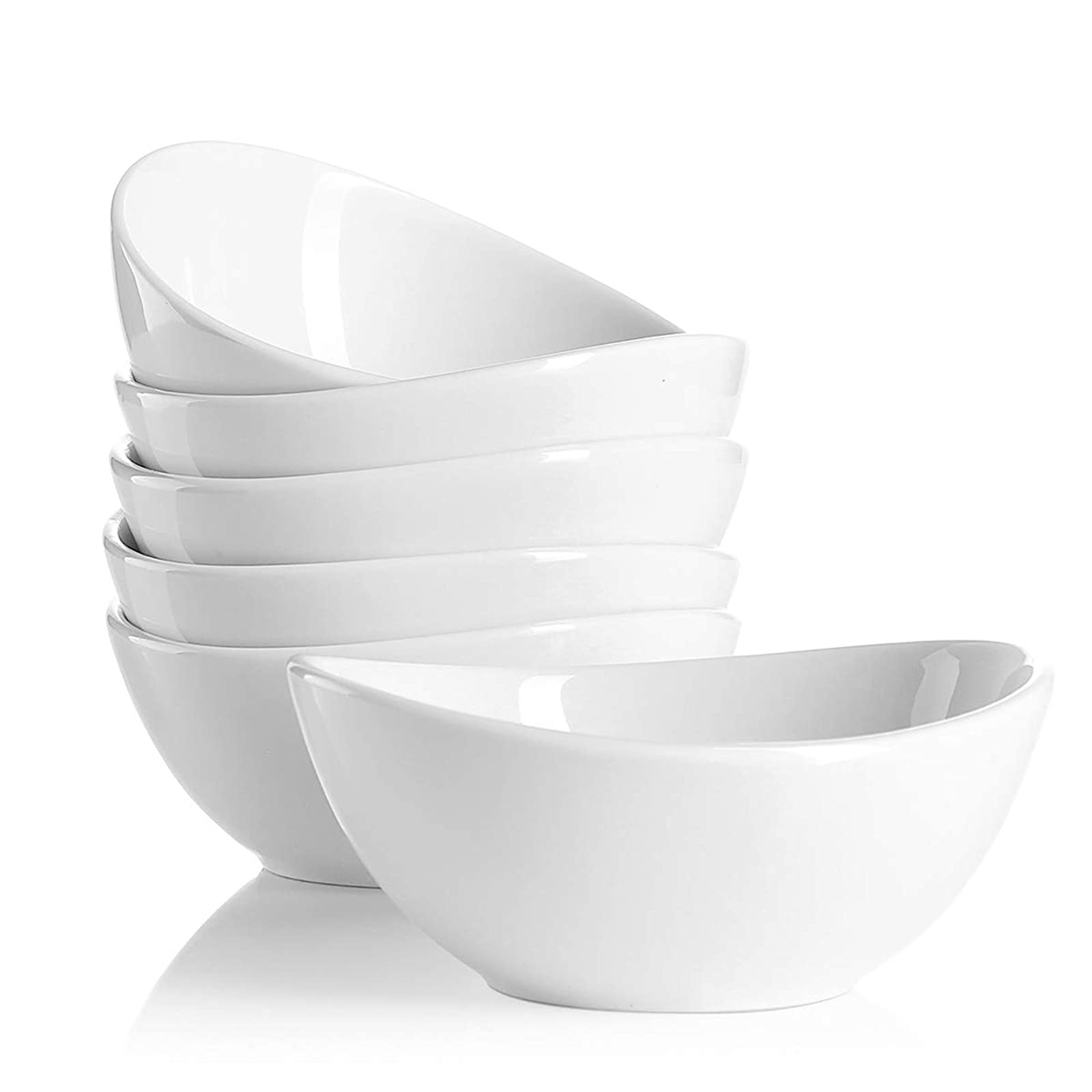 AWHOME Cereal Bowls Porcelain Bowls-14 Ounce for Small Side Dishes Ice Cream Dessert Set of 4 Square,White, 14 oz 