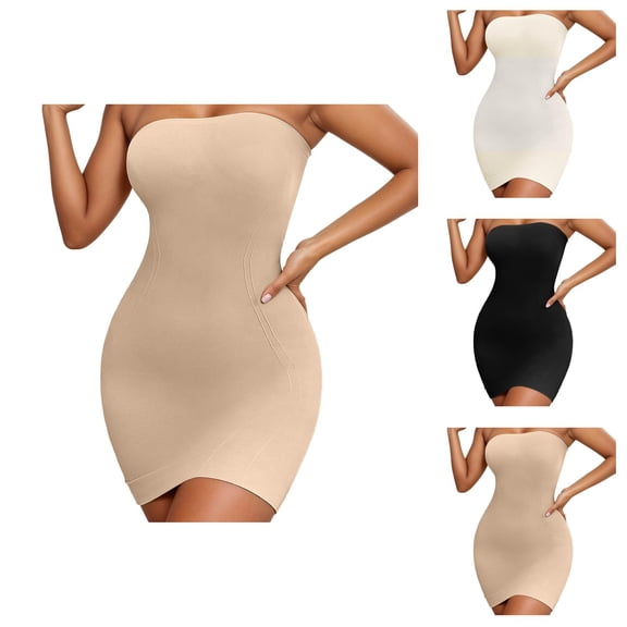 Shapewear Dress Full Slip Dresses for Women Strapless Tummy Control Body Shaper Bodysuits under Dress