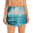 thumbnail image 2 of Saiise Turquoise Ocean Reflection Print 2 in 1 High Waisted Running Shorts for Women - Split Breathable Athletic Tennis Gym Workout Shorts with Pockets-Medium, 2 of 7