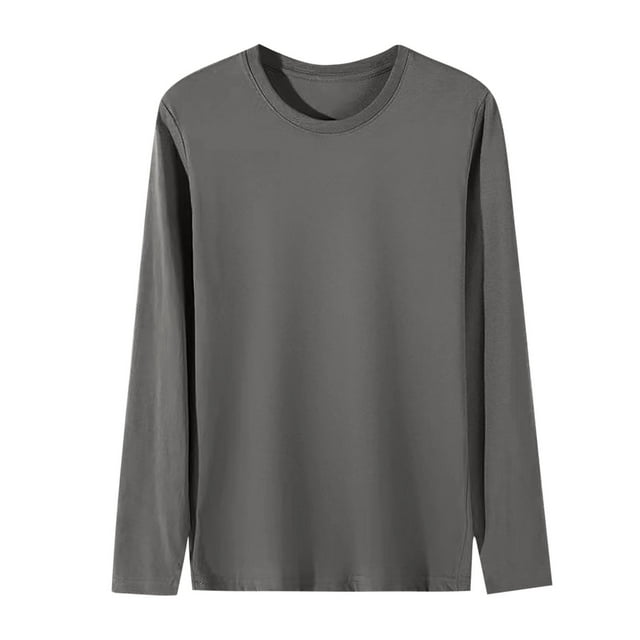fatyb T-Shirts à Manches Longues pour Hommes Grande Taille Col Ras du Cou T-Shirts Basiques à Manches Longues T-Shirts Décontractés pour Hommes