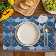 thumbnail image 4 of Blue Fish Scale Placemats Set of 12, Modern Geometric Ombre Abstract Moroccan Placemats for Dining Table, Place Mats for Kitchen Tabletop, Waterproof Wipeable Dining Table Mats Set, 4 of 9