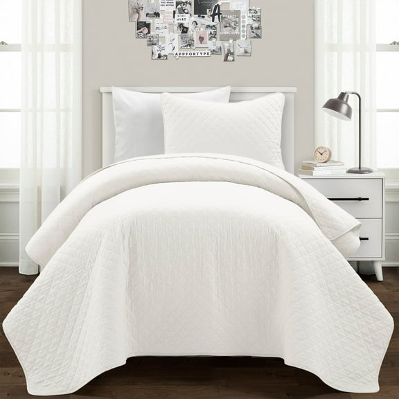 Ava Diamond Oversized Cotton Quilt Set by Lush Decor