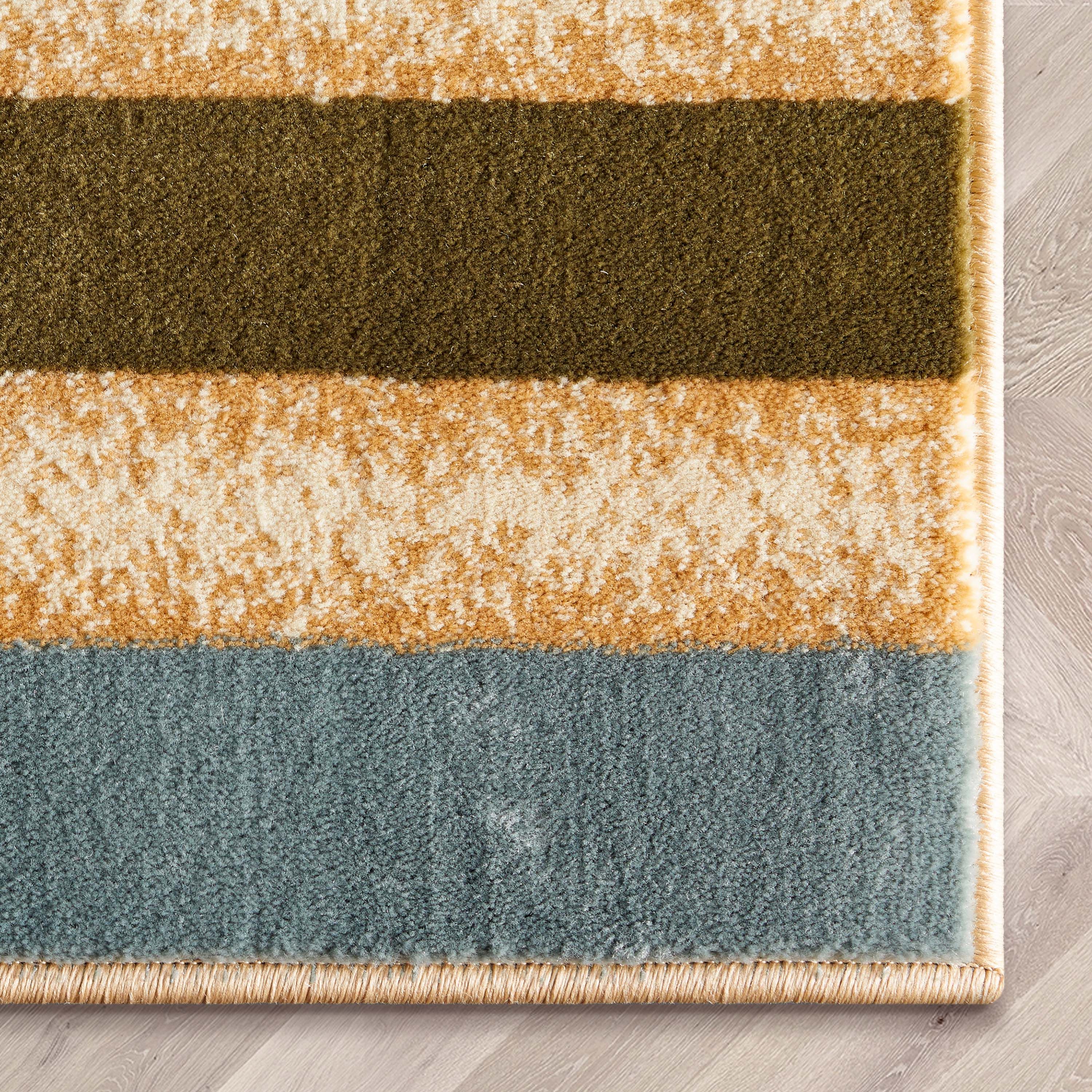 Well Woven Deco Rings Red Ivory Light Blue Geometric Modern Casual Area Rug Easy to Clean Stain Fade Resistant Shed Free Abstract Contemporary Color Block Boxes Lines Soft Living Dining Room Rug