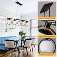 thumbnail image 6 of LovingAHome 5-Light Kitchen Island Pendant Light Metal Swivel Bars with Glass Shade Dining Room Light Fixture,Black, 6 of 7