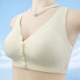 thumbnail image 4 of WZXFASHION Women's Sexy Front Open Button Top Up Comfortable Plus Size Gathered Anti Drop Bra Bra Yellow L, 4 of 7