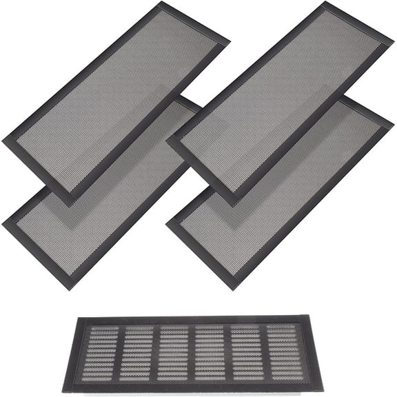 Trianu 4 Pack Floor Register Vent Cover 4"x10" Air Vent Screen Mesh, Frame Tape Perfect for Multiple Material Air Vent Filters, Black