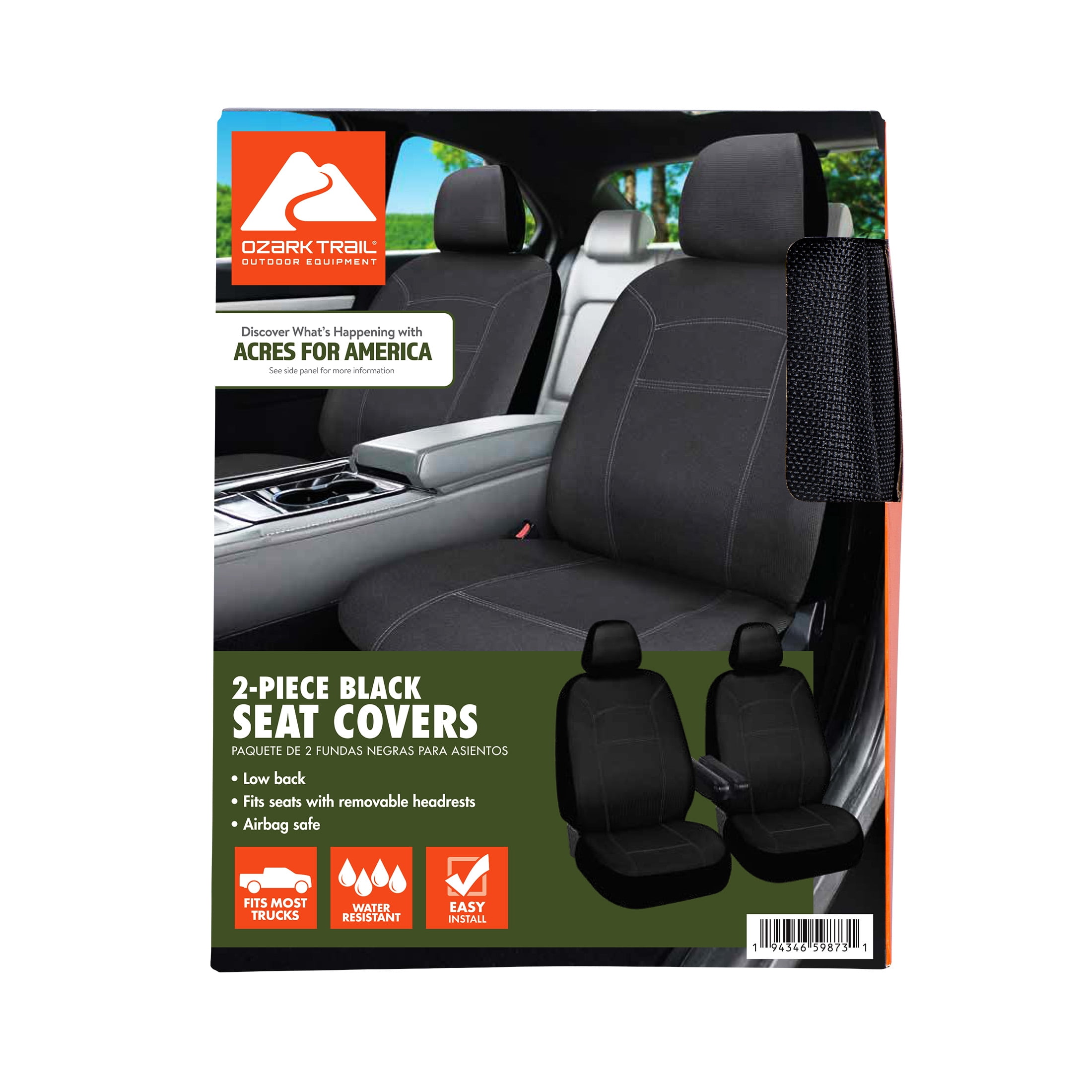 Ozark Trail Heavy Duty Black Truck Seat Covers 2-Pack
