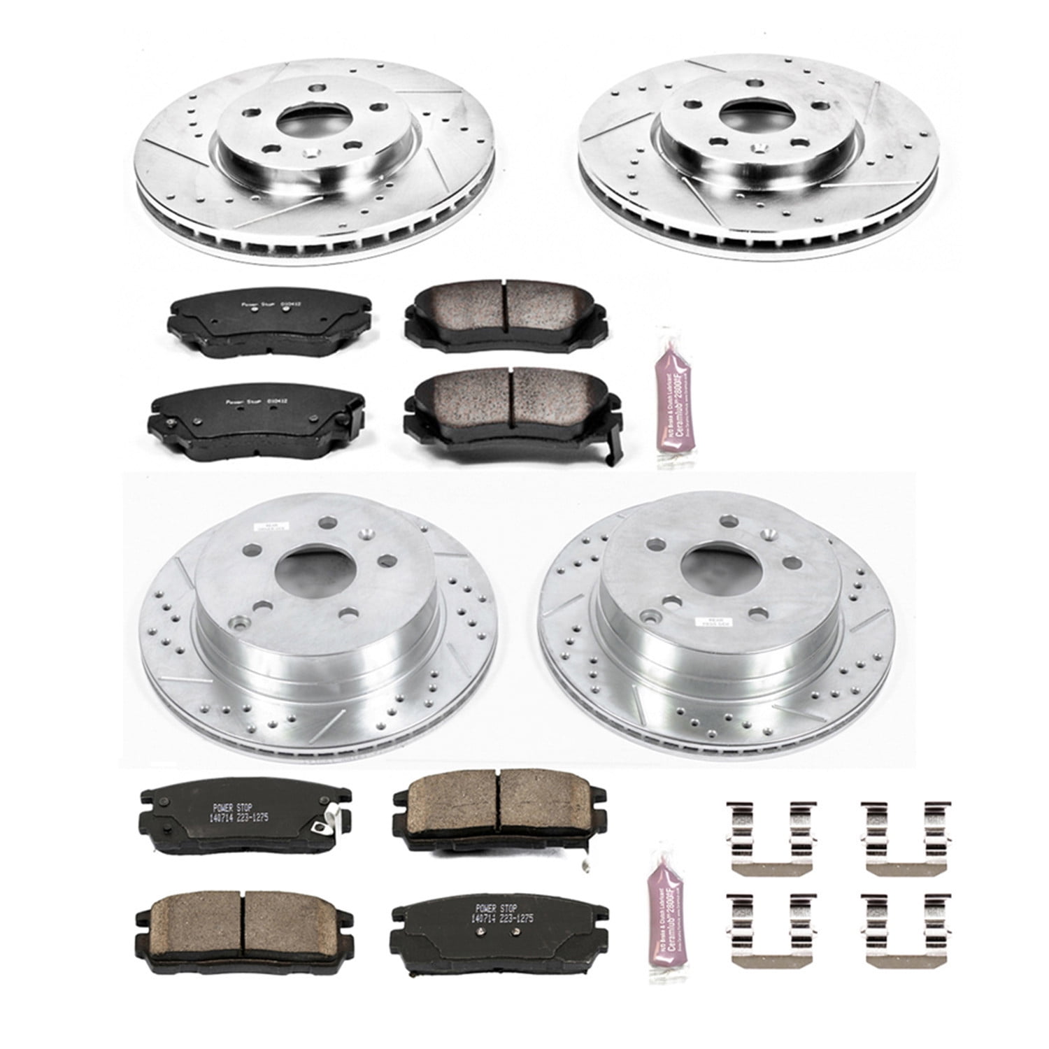 PowerStop Front and Rear Z23 Evolution Sport Carbon-Fiber Ceramic Brake Pad and Drilled & Slotted Rotor Kit Fits: CHEVROLET GMC Select Models K5516