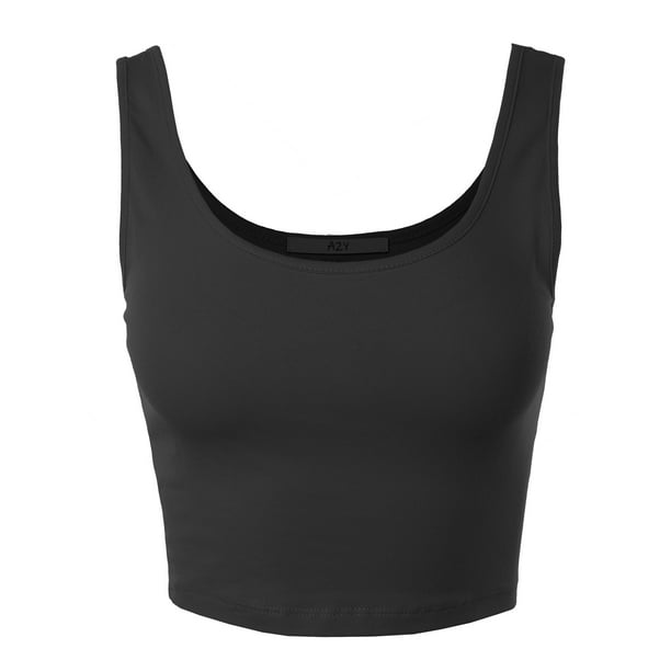 A2Y - A2Y Women's Fitted Cotton Scoop Neck Sleeveless Crop Tank Top ...