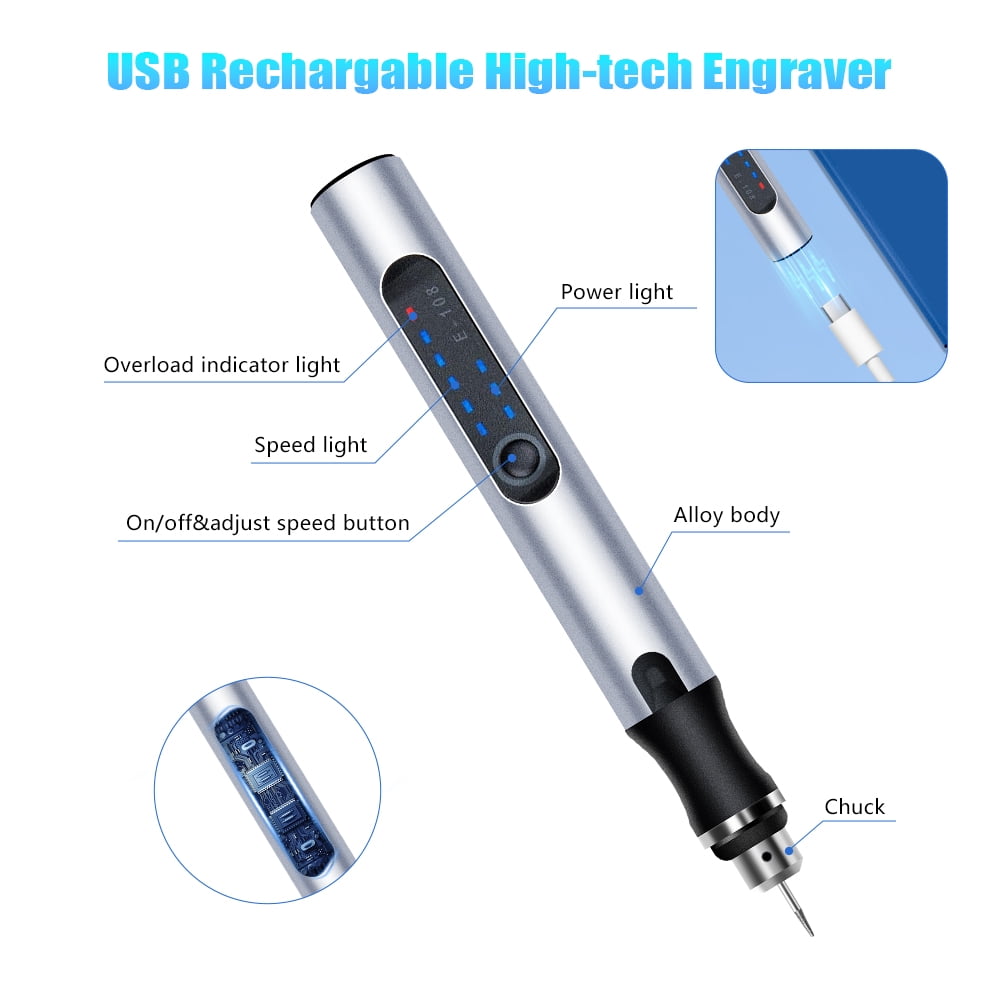 83 in 1 Engraving Pen Kit,Handheld Micro Engraving Pen,Mini DIY Cordless Rotary Tool,USB Rechargeable Engraver Tool,for Jewelry Glass Wood Metal Stone ( Silver)