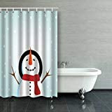 ABPHQTO Muñeco de nieve y copo de nieve Cortina de ducha Poliéster Cortina de baño 150x180 cm