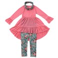 thumbnail image 2 of HAOTAGS Toddler Girls Outfit Set Long Sleeve Dress, with Neckband and Printed Pants 3 Piece Set Hot Pink 3 T, 2 of 5