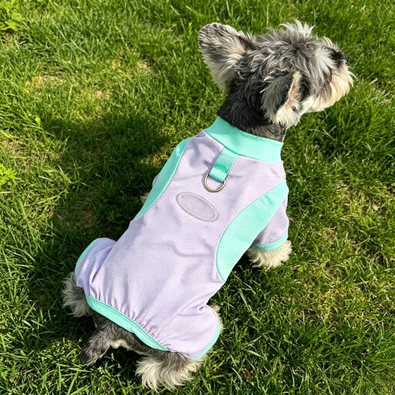Lightweight Mesh Dog Four-Leg Jumpsuit with Leash Ring, Sun-Protective Summer Pet Clothes for Small Breeds, Breathable Cooling Puppy Outfit, Ideal for Hiking, Walking & Daily Wear