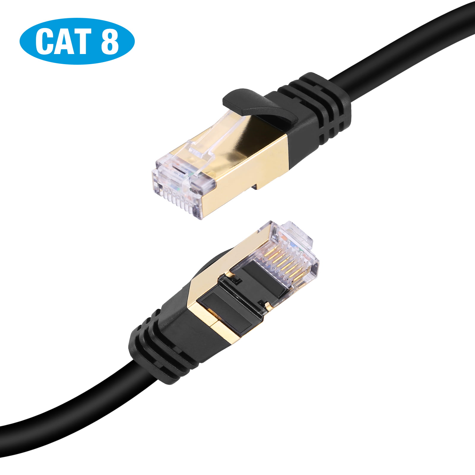 Outdoor/Indoor-Use LAN Wire Shielded Cat 8 Cat7 Cable Gold Plated RJ45 Connector 