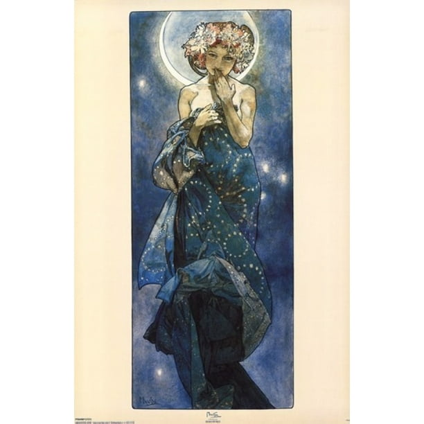 Moon Poster Print By Alphonse Mucha 24 X 36 Walmart Com Walmart Com