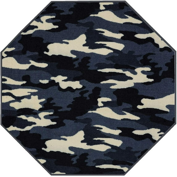 Camouflage Undercover Area Rug for Living Room, Dining Room, Kitchen, Bedroom, Kids, Made In USA - 9' Octagon