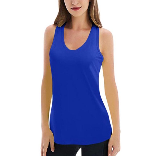 Lucakuins Camiseta sin mangas de ajuste de color sólido seco de capa base de compresión para mujer, blanco / negro / azul real Lucakuins moda