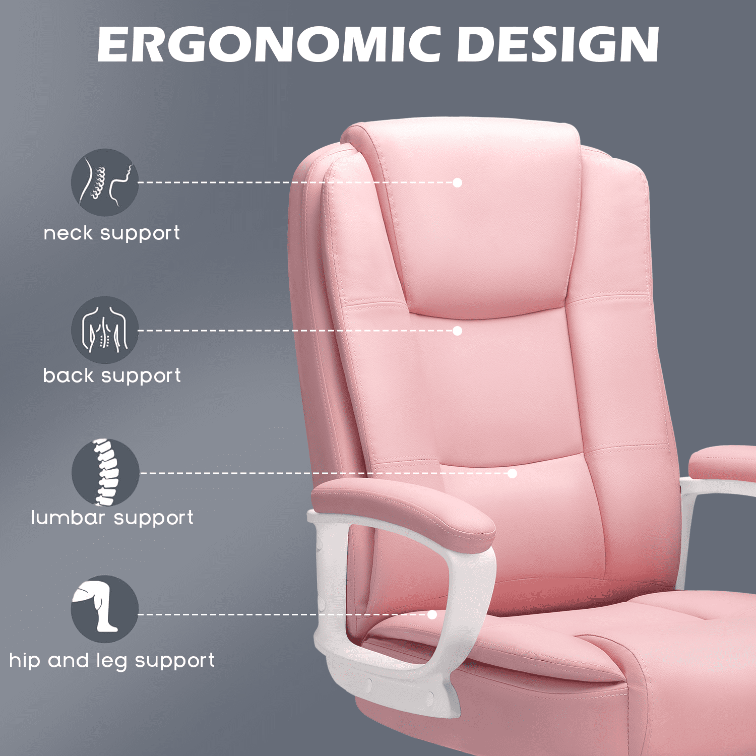 PUKAMI Office Desk Chair,Big And Tall Managerial Executive Chair,High Back Computer Chair