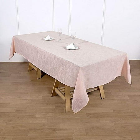 

60x102 in Blush Rectangular Premium Polyester Faux Burlap Tablecloth