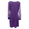 thumbnail image 5 of Letdown Women's Sparkly Ruched Bodycon Mini Dress Sheer Mesh Bell Long Sleeve V Neck Short Club Party Dresses (Purple,XL), 5 of 6