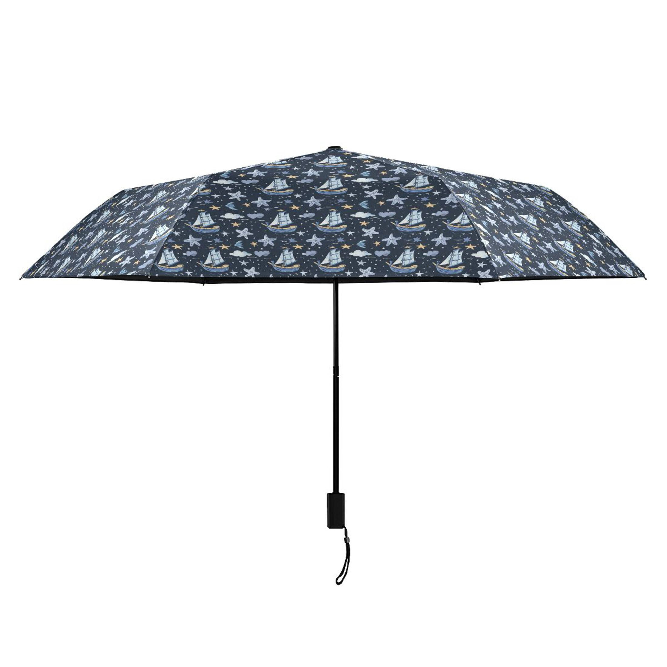 Boat Star Starfish Compact Sun Umbrella Windproof Travel Umbrellas for Rain Strong Portable UV Protection