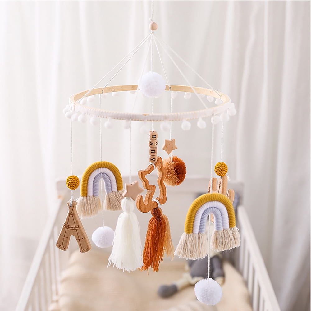 Baby Nursery Crib Mobile, Wooden Hanging Ceiling Decoration for Newborns, Boys & Girls, Baby Shower Gift
