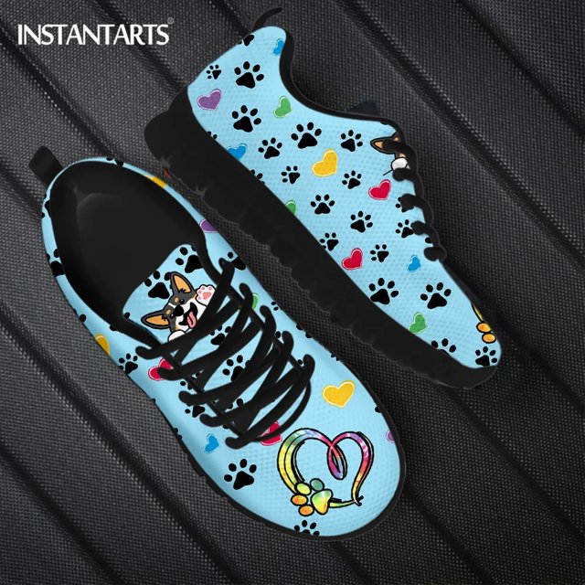 Zapatos planos con dibujos de Corgi galés kawaii para amantes de los perros, zapatillas ligeras con cordones, calzado transpirable para caminar, nuevo