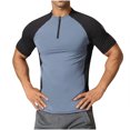 thumbnail image 2 of SEAOPEN Men's Quick-Dry Active Sports Shirts Quarter Zip short Sleeve Running Pullover Tops Outdoor shirt Today Black,2XL, 2 of 6