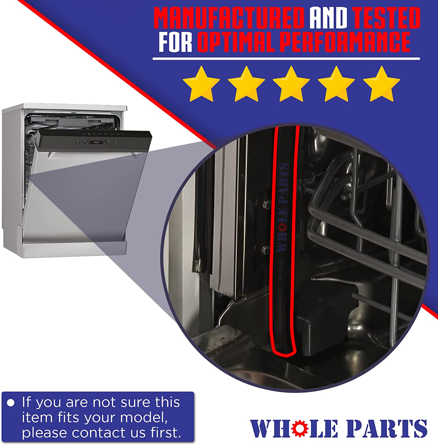 Whole Parts Cabinet Seal Flange (Black color) for Whirlpool Part# W10864081 - Replacement & Compatible with Some Estate, Inglis, Jenn Air, Kenmore, Kitchen Aid, Roper and Whirlpool Dishwashers