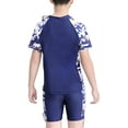 thumbnail image 3 of vastwit Kids Boys Swim Trunks with Tops Hats Set Rash Guard Swimsuit Beach Sports Bathing Suit Camouflage Blue 6-7, 3 of 4
