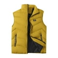 thumbnail image 3 of BiZtdJrK Mens Down Puffer Vest Stand Collar Zip Up Sleeveless Quilted Jackets Solid Warm Winter Vests with Pockets Yellow S, 3 of 4