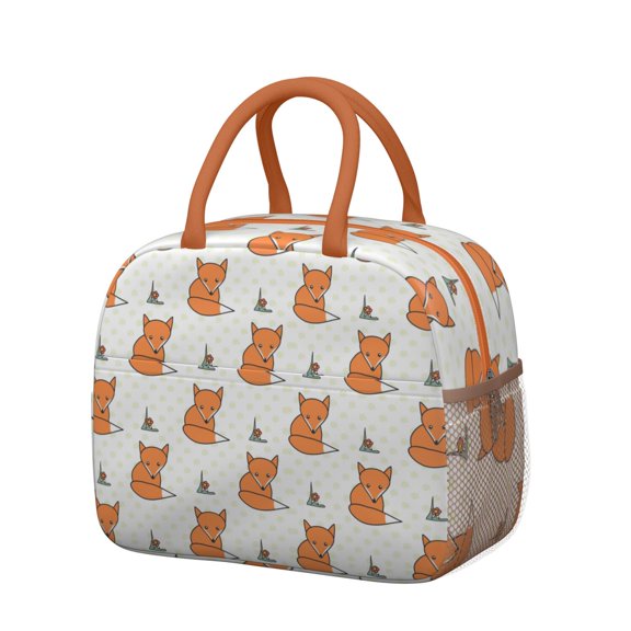 Reusable Fox Lnsulated Lunch Bag for Women & Men-Leakproof Water-Resistant Cooler Tote,Large Capacity(10.6x8.7x6.3in)for Work,Office,Travel,Picnic,Beach.