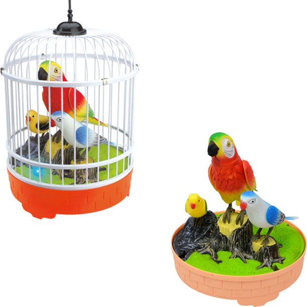 Talking bird in cage clearance toy