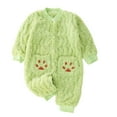 thumbnail image 2 of Newborn Plush Jumpsuit Infant Baby Girls Boys Button Front Long Sleeve Hoodie Romper Toddler Bodysuit Winter Clothes Green 1-2 Years, 2 of 7