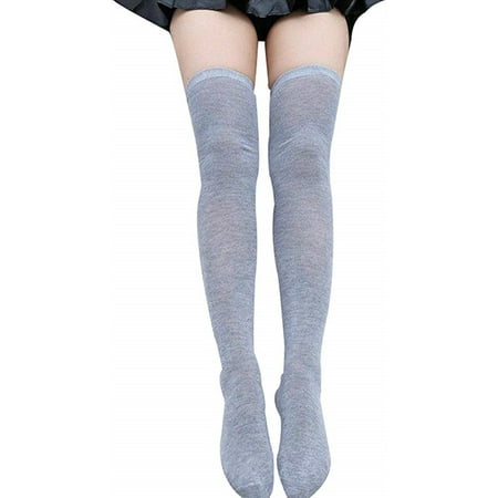

Fanvereka Women Cotton Thigh High Stocking Solid Color Warm Over the Knee Socks Fashion School Style Extra Long Leggings