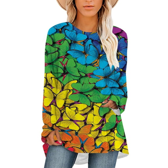 CLOOCL Crew Neck T-Shirt Colorful Butterflies 3D Printed Oversized Shirts Oversized Women Clothing