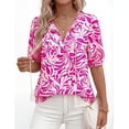 thumbnail image 6 of PRETTYGARDEN Womens Summer Boho Tops Vacation Outfits Casual Tie Front V Neck Peasant Blouses Puff Short Sleeve Shirts, 6 of 7