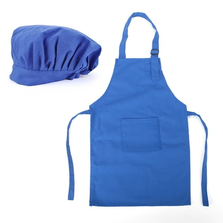 6 Sets Toptie Colorful Cotton Canvas Kids Aprons and Hat Set (S-XXL)-Blue-XL